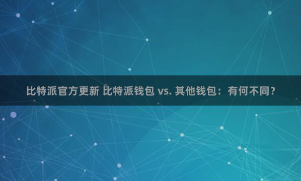 比特派官方更新 比特派钱包 vs. 其他钱包：有何不同？